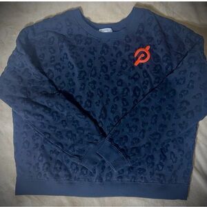 Black Peloton Leopard Print Sweatshirt with Orange Logo